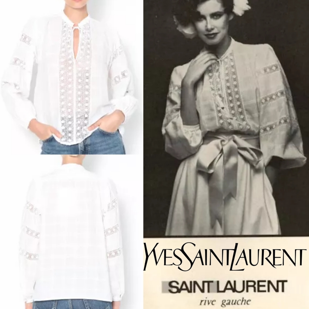 Yves Saint Laurent 1977 Vintage Lace Peasant Blouse